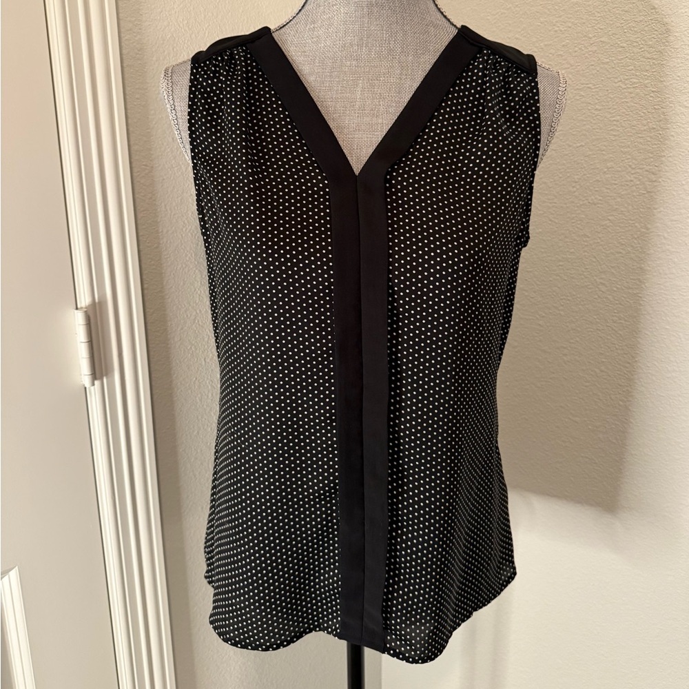 Banana Republic Black Polka Dot Sleeveless Blouse - 4